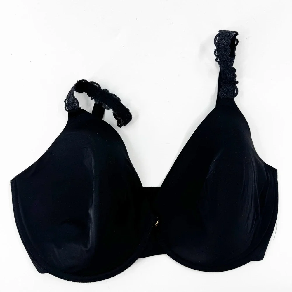Natori Women PURE LUXE Black Underwire Molded‎ Cup Bra Lace Trim Straps Size 32G